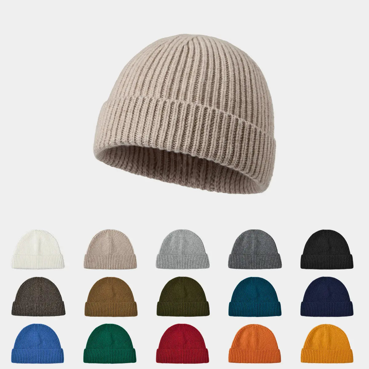 Blank 100% Merino Wool Short Fisherman Beanie Wholesale - 1281 Foremost Hat