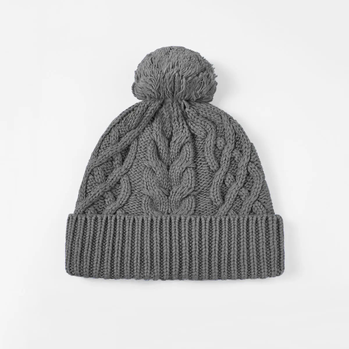 Blank Cable Knit Pom Pom Beanie Wholesale - 1168