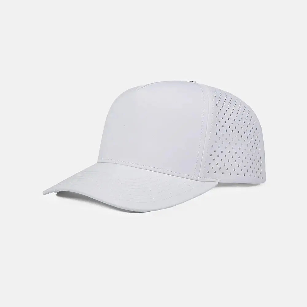 Blank Laser Perforated 5 Panel Performance Snapback Golf Hat Wholesale - 6526 (Recycled Polyester)