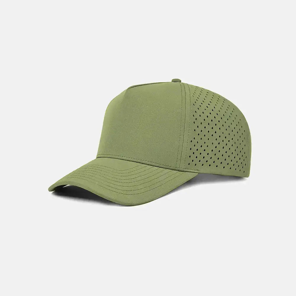 Blank Laser Perforated 5 Panel Performance Snapback Golf Hat Wholesale - 6526 (Recycled Polyester)