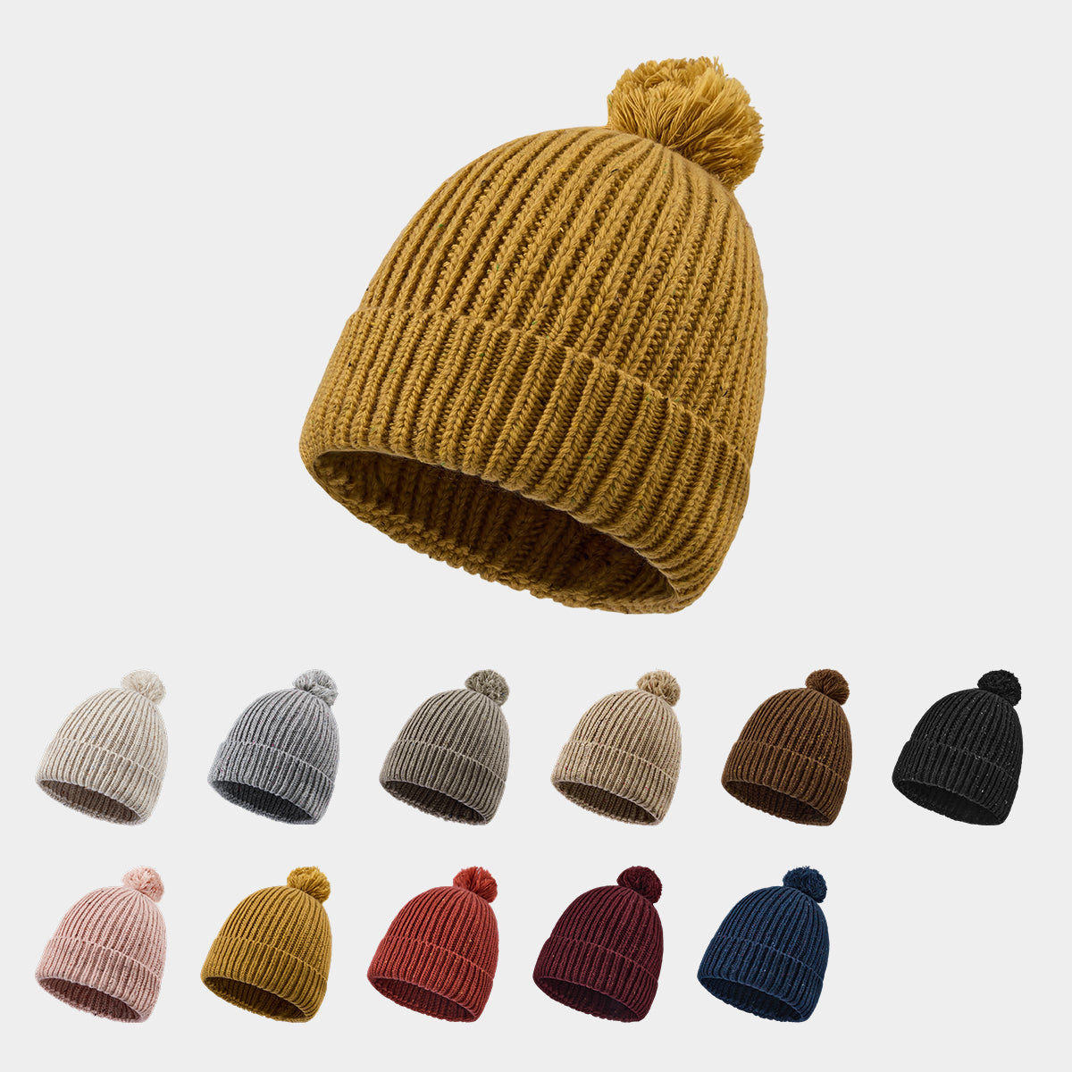 Blank Wool Flecked Pom Pom Beanie Wholesale - 1192