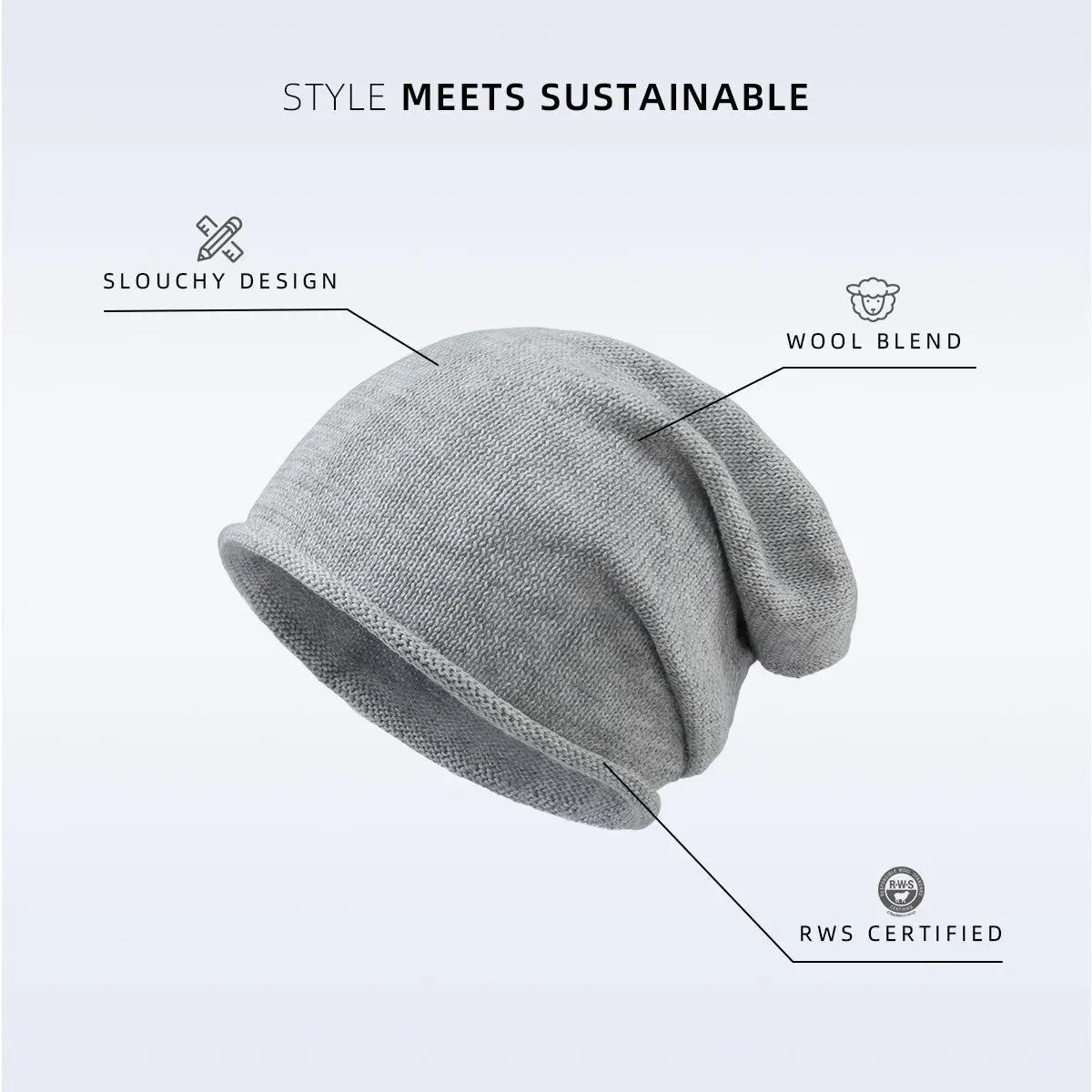 Blank Merino Wool Slouchy Beanie Wholesale - 1258 Foremost Hat