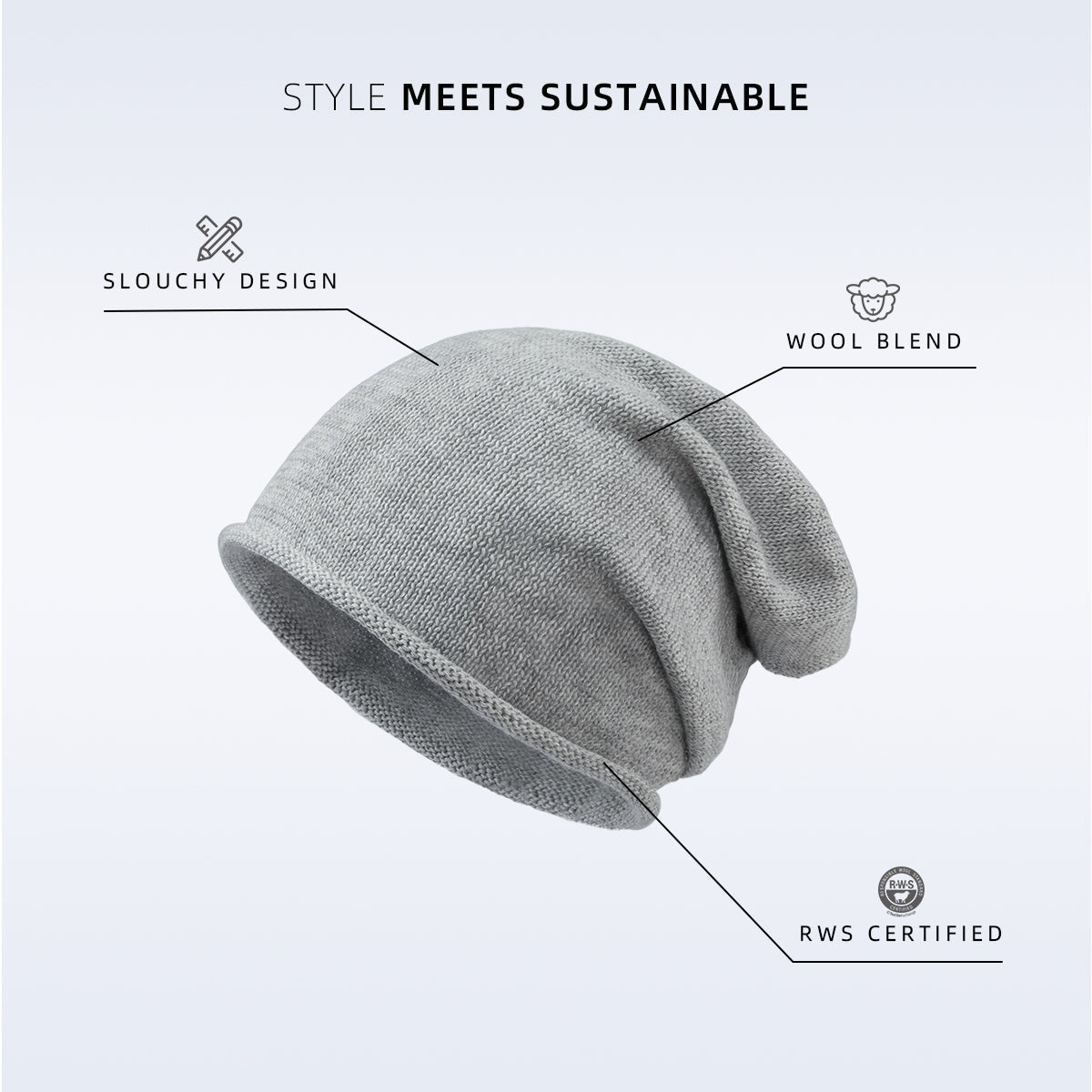 Blank Merino Wool Slouchy Beanie Wholesale - 1258 Foremost Hat