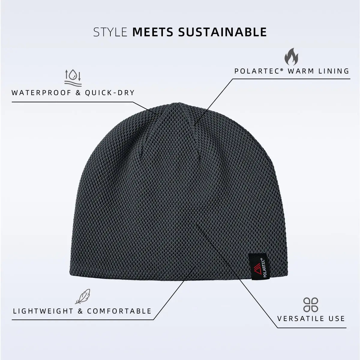 Blank Water Proof Cuffless Performance Fleece Beanie Wholesale - 1262 Foremost Hat