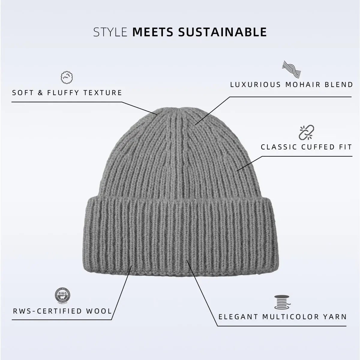 Blank Cuffed Women's Mohair Blend Beanie Wholesale - 1265 Foremost Hat