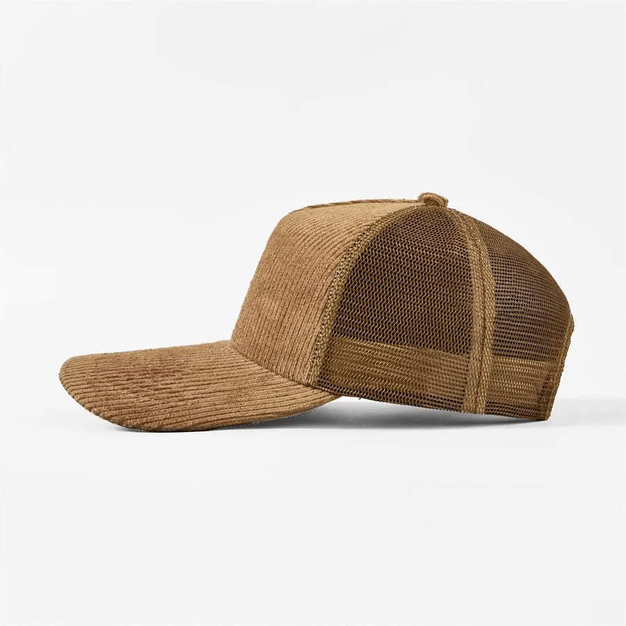 Blank 5 Panel Corduroy Trucker Hats Wholesale - 5129