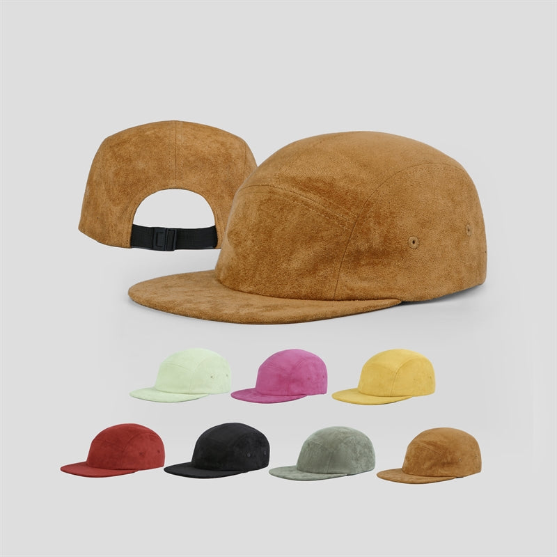 Blank Suede 5 Panel Flat Bill Camper Cap Wholesale - 6739