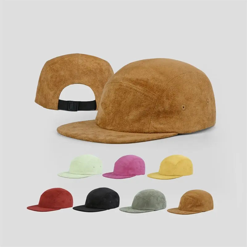 Blank Suede 5 Panel Flat Bill Camper Cap Wholesale - 6739