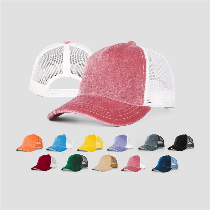 Blank 5 Panel Velvet Trucker Hat Wholesale - 6529