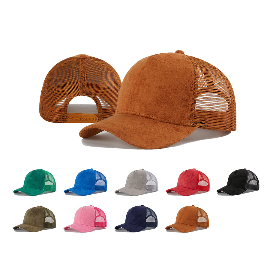 Blank & Custom Suede Mesh Trucker Hats Wholesale - 6710