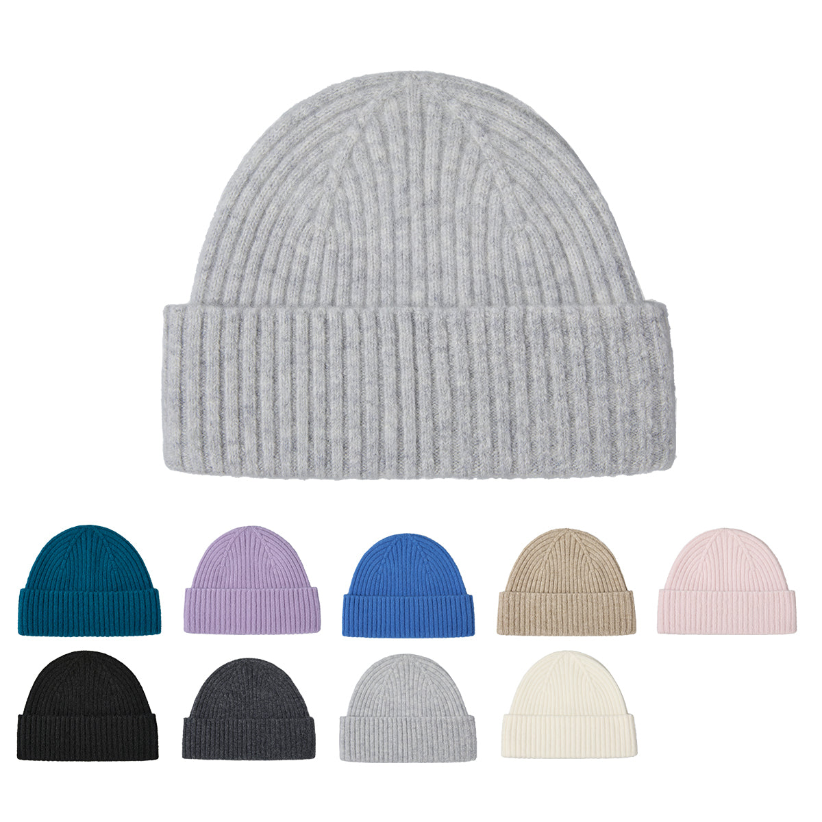 Blank Cuffed Merino Wool Beanie Wholesale - 1224