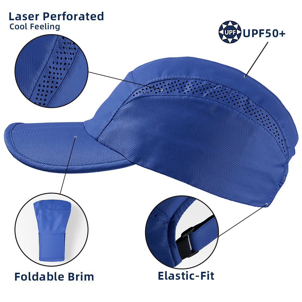 Blank Mesh Perforated Unstructured Foldable Running Cap Wholesale UPF 50+ 5067