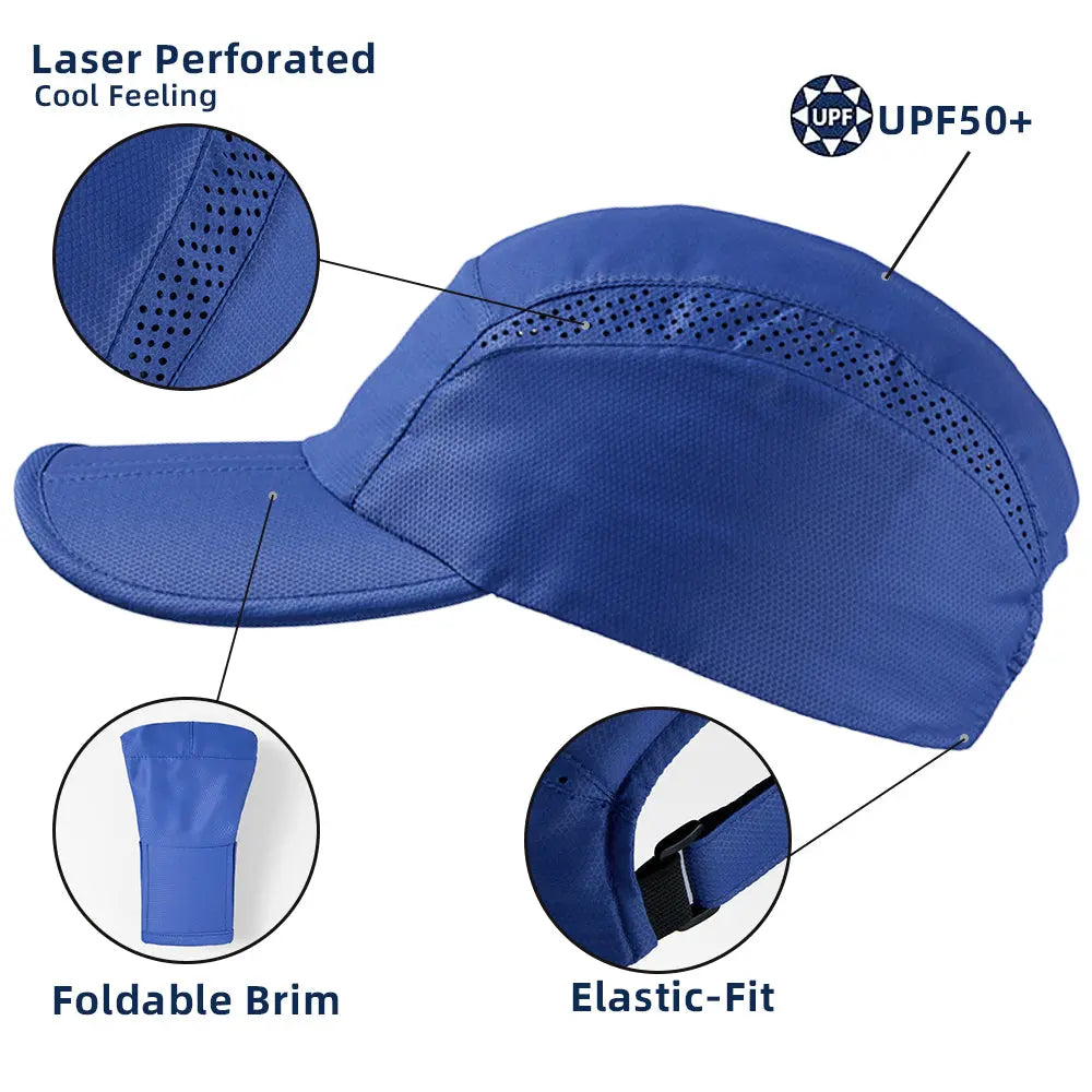 Blank Mesh Perforated Unstructured Foldable Running Cap Wholesale UPF 50+ 5067