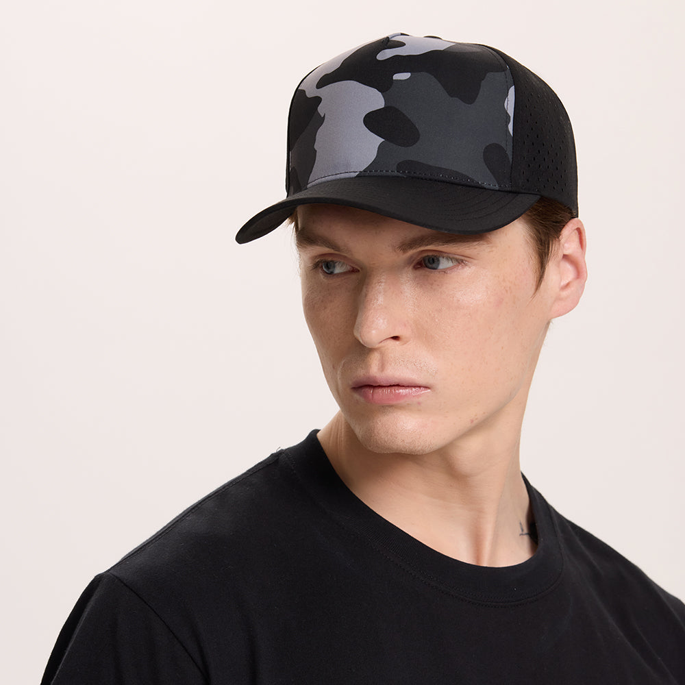 Blank Laser Perforated 5 Panel Performance Snapback Golf Hat Wholesale - 6526 (Recycled Polyester)