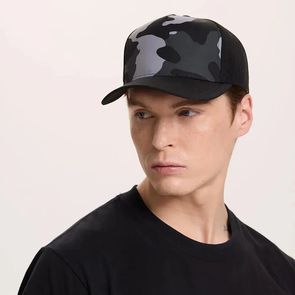 Blank Laser Perforated 5 Panel Performance Snapback Golf Hat Wholesale - 6526 (Recycled Polyester)