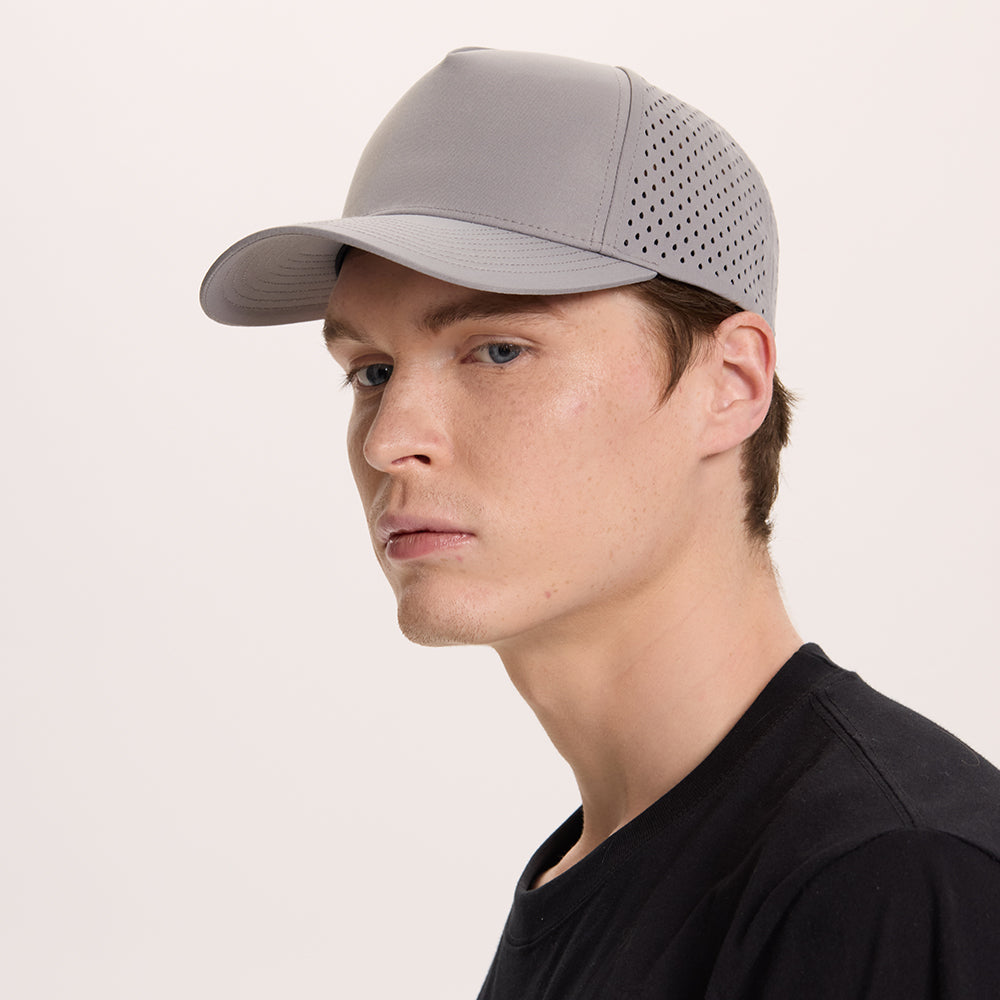 Blank Laser Perforated 5 Panel Performance Snapback Golf Hat Wholesale - 6526 (Recycled Polyester)
