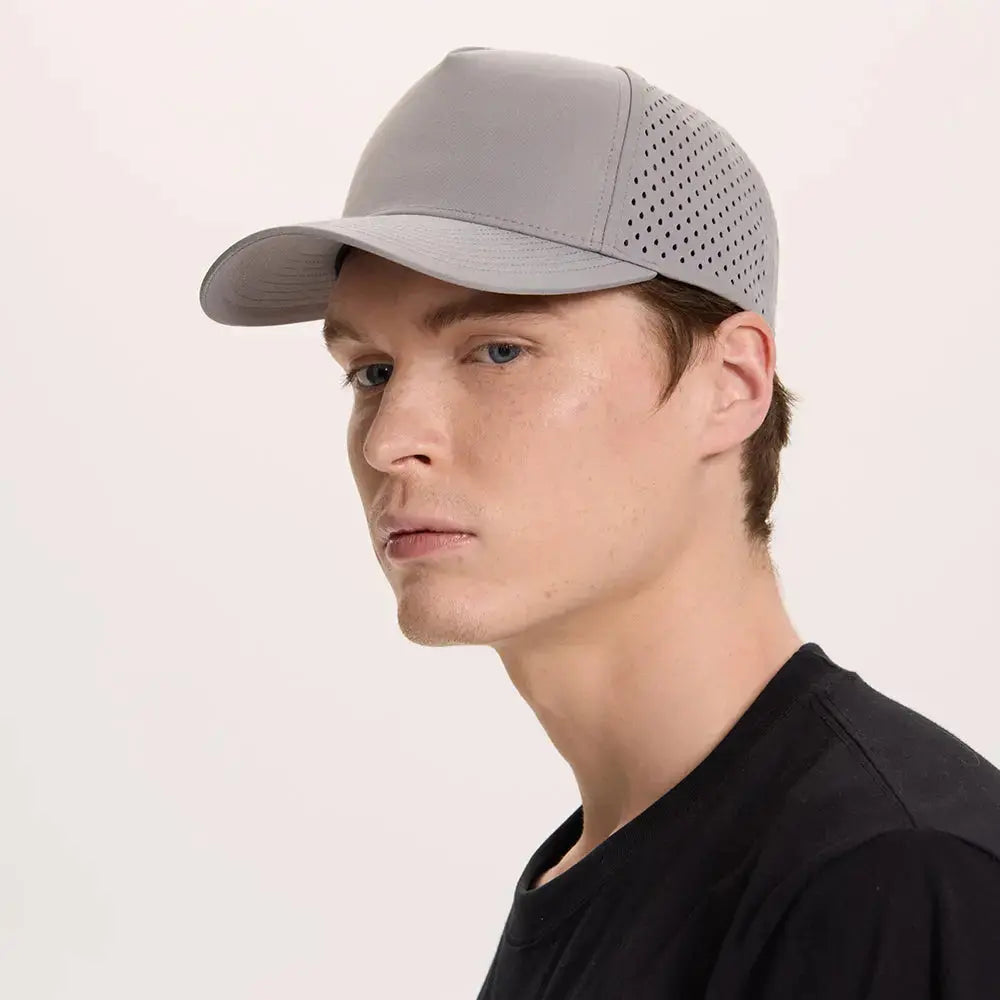 Blank Laser Perforated 5 Panel Performance Snapback Golf Hat Wholesale - 6526 (Recycled Polyester)