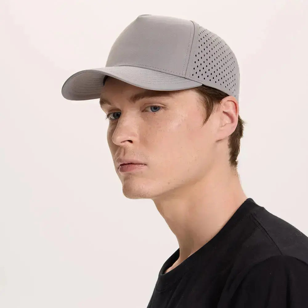 Blank Laser Perforated 5 Panel Performance Snapback Golf Hat Wholesale - 6526 (Recycled Polyester)