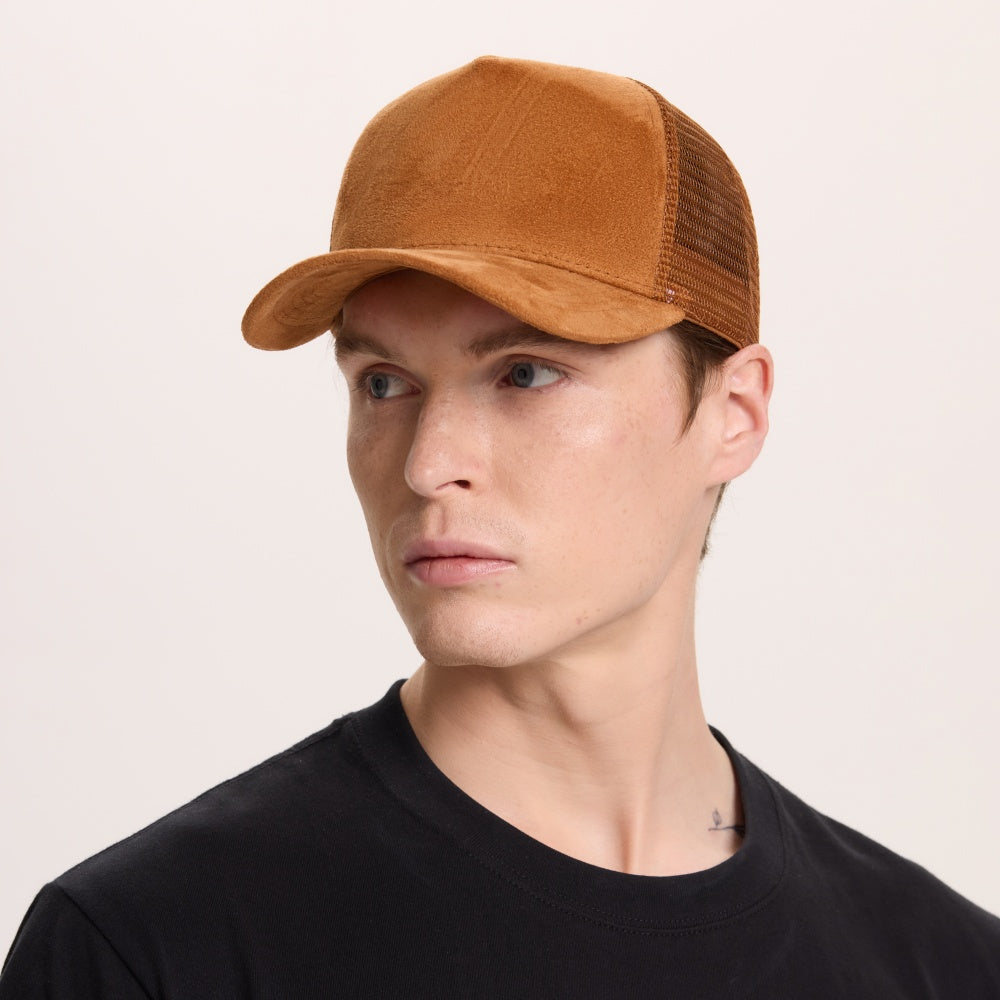 Blank Suede Mesh 5 Panel Trucker Hats Wholesale - 6710