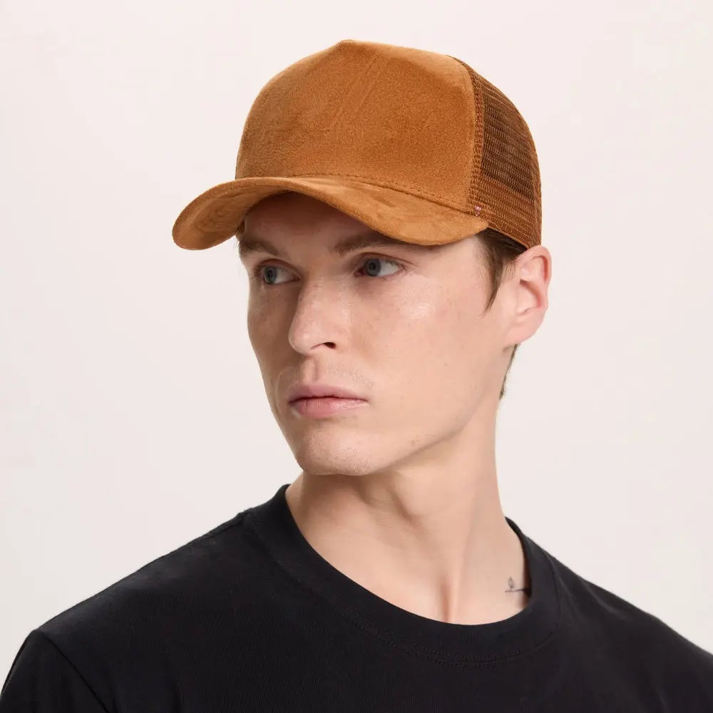 Blank Suede Mesh 5 Panel Trucker Hats Wholesale - 6710