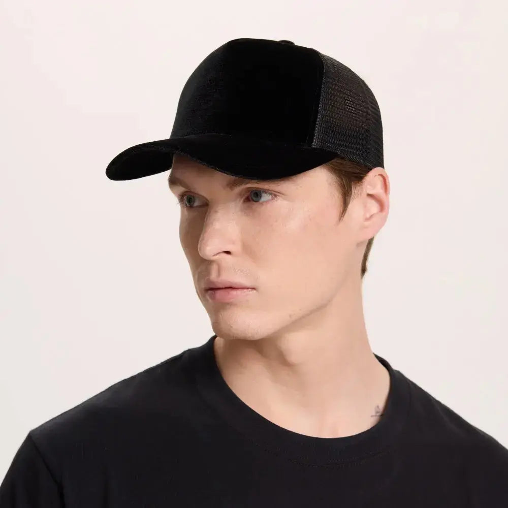 Blank Suede Mesh 5 Panel Trucker Hats Wholesale - 6710