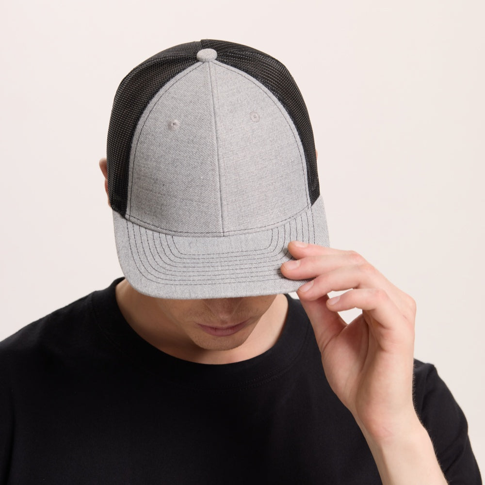 Wholesale Blank 6 Panel Mid Profile Structured Trucker Hat - 7018