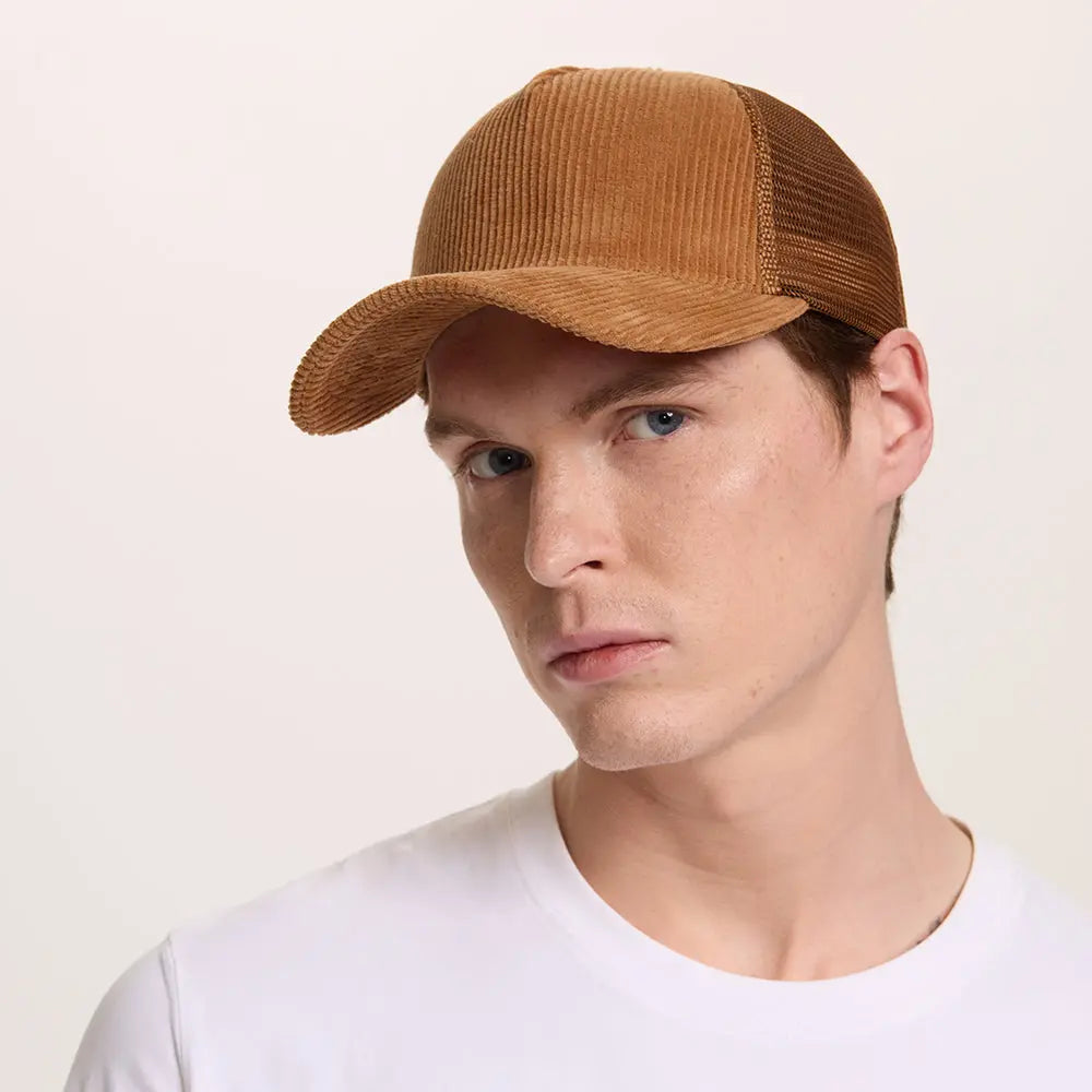 Blank 5 Panel Corduroy Trucker Hats Wholesale - 5129