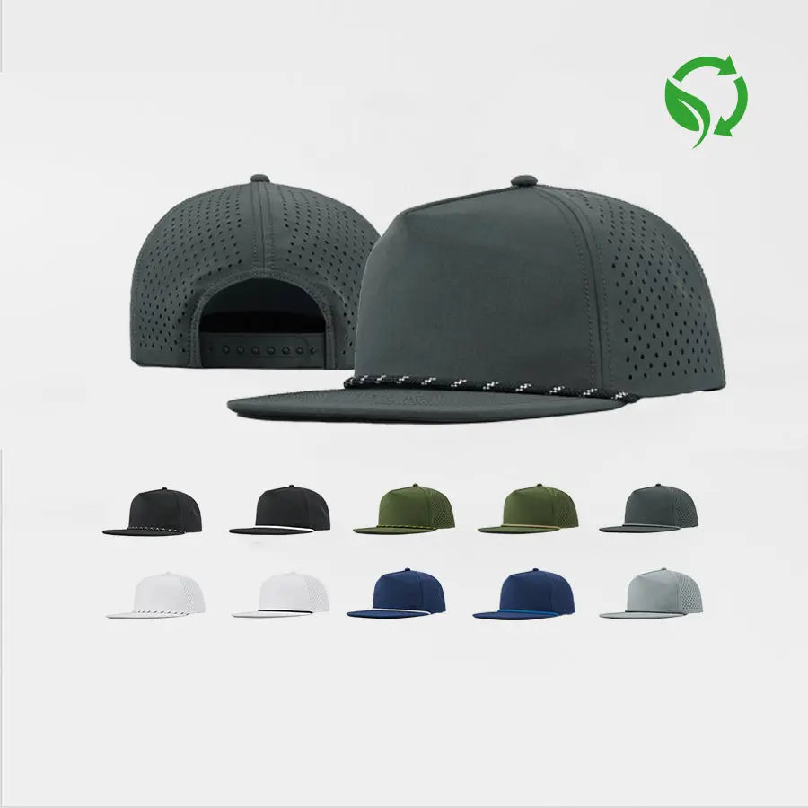 Blank Water Repellent 5 Panel Snapback Golf Hats with Rope Wholesale - 5015P