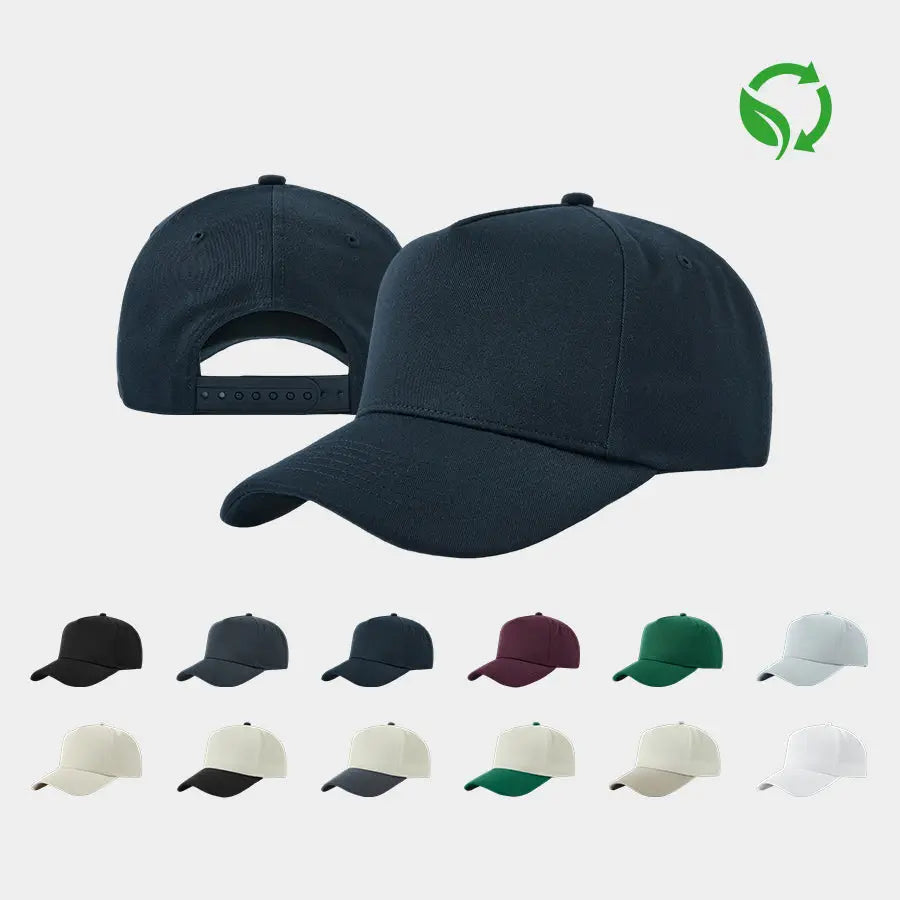Blank 5 Panel Structured Baseball Cap Wholesale (Recycled Polyester) - 5462 - Foremost Hat - Wholesale & Custom Hats