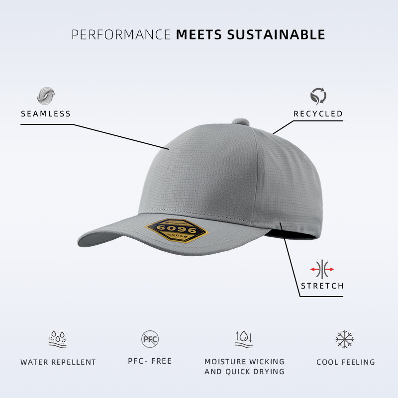 Blank Recycled Water Repellent Seamless Performance Fitted Cap Wholesale - 6096