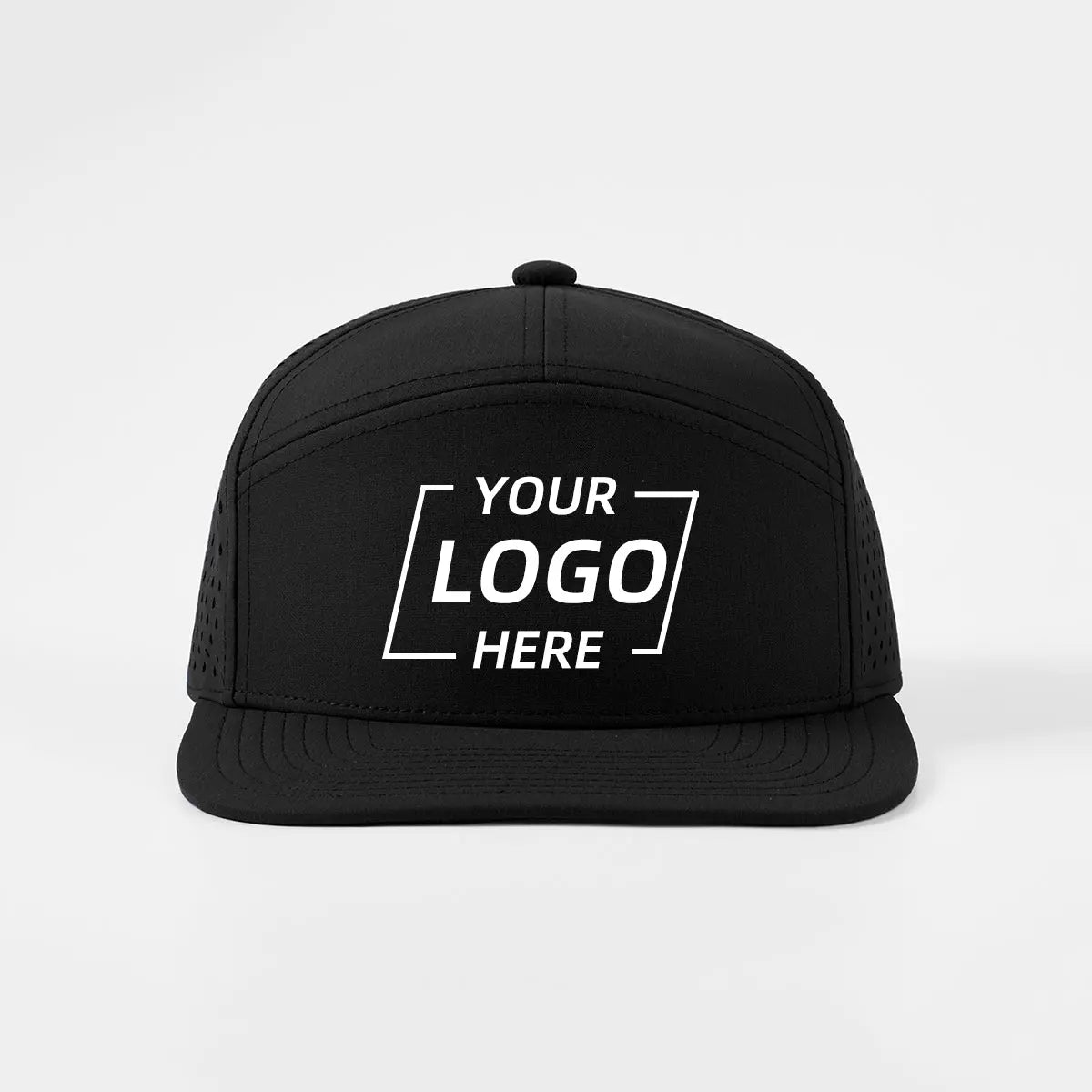 Blank Flat Bill 7 Panel Perforated Snapback Golf Hat Wholesale - 6472 Foremost Hat