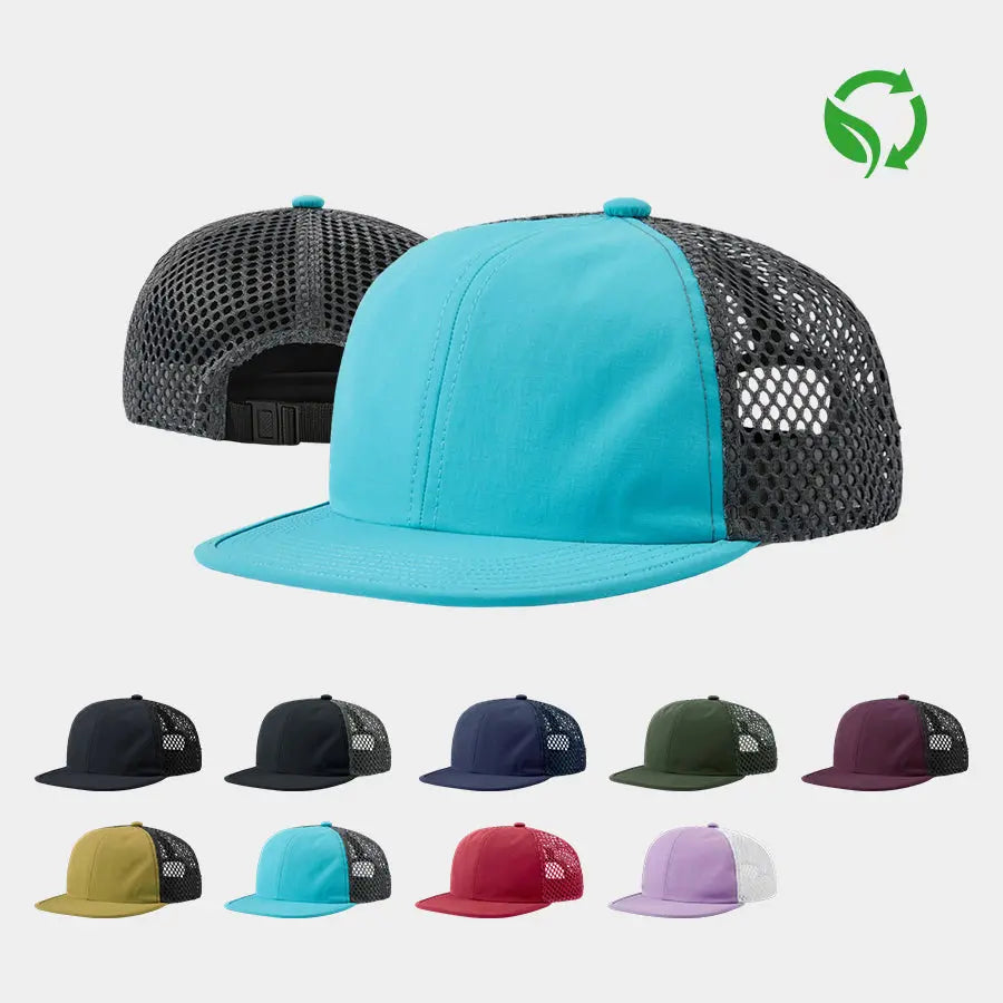 Blank 6 Panel Water Repellent Nylon Mesh Snapback Hat (Recycled) - 6482 Foremost Hat