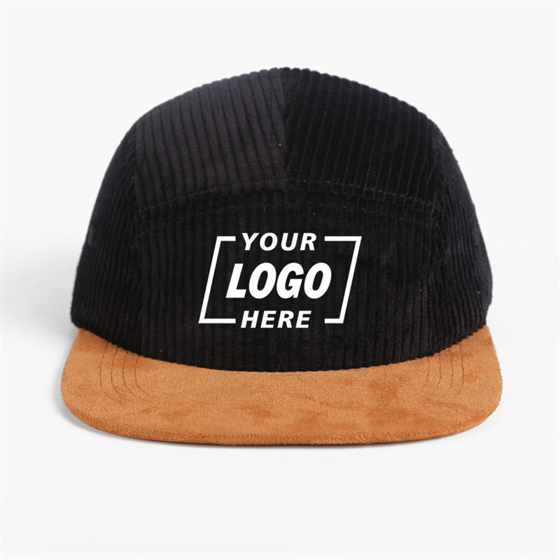 Blank Corduroy 5 Panel Flat Bill Camper Hat - 6715