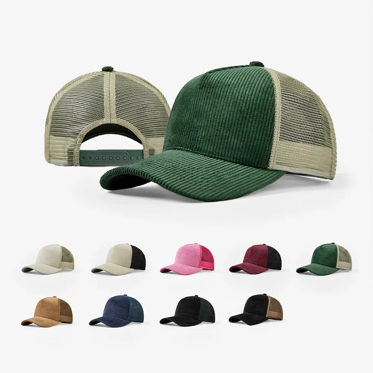 Blank 5 Panel Corduroy Trucker Hats Wholesale - 5129