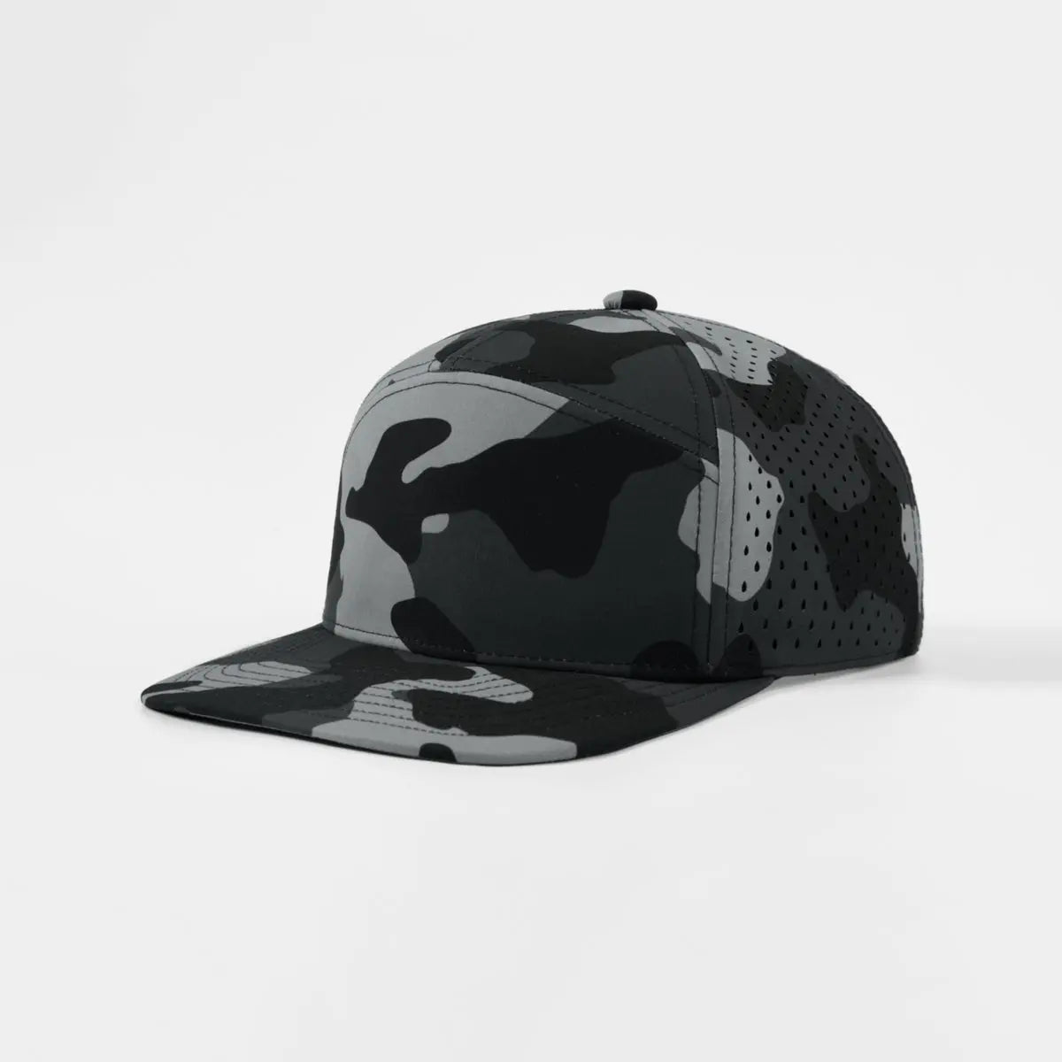 Blank Flat Bill 7 Panel Perforated Snapback Golf Hat Wholesale - 6472 Foremost Hat - Wholesale & Custom Hats
