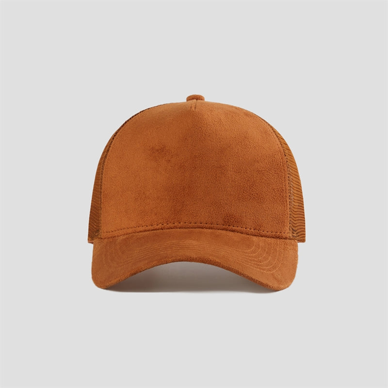 Blank Suede Mesh 5 Panel Trucker Hats Wholesale - 6710