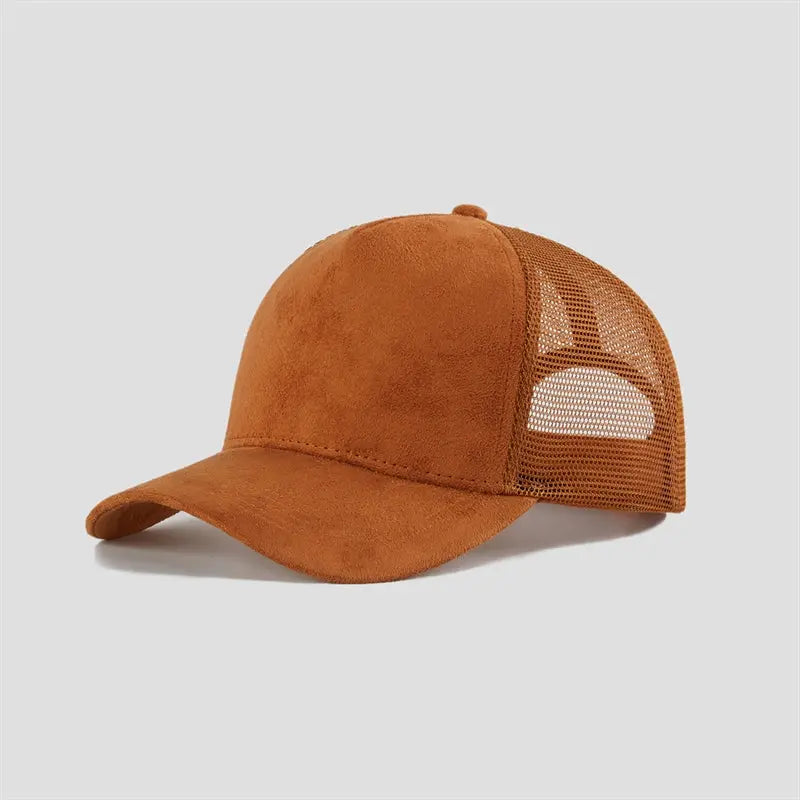 Blank Suede Mesh 5 Panel Trucker Hats Wholesale - 6710