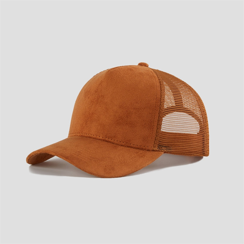 Blank Suede Mesh 5 Panel Trucker Hats Wholesale - 6710
