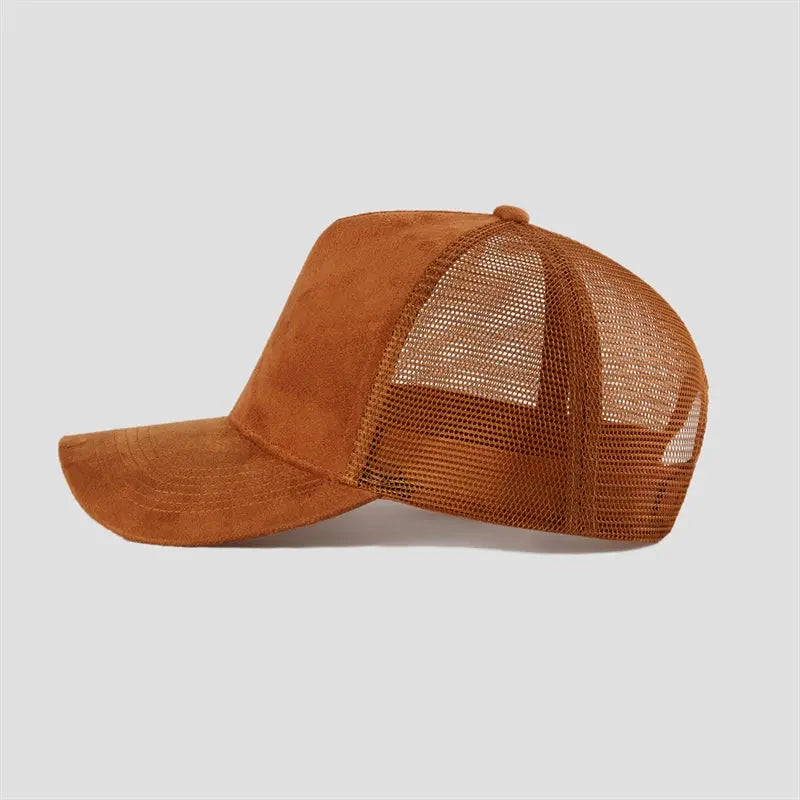 Blank Suede Mesh 5 Panel Trucker Hats Wholesale - 6710