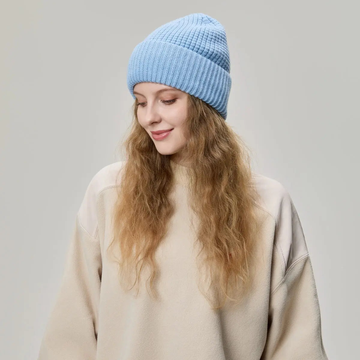 Blank Wool Waffle Knit Beanie Wholesale - 1263