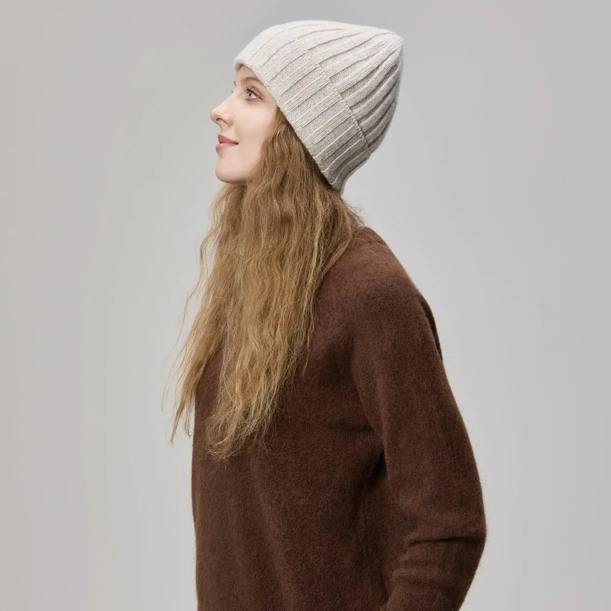 Blank Ribbed Merino Wool and Cashmere Blend Beanies - 1313