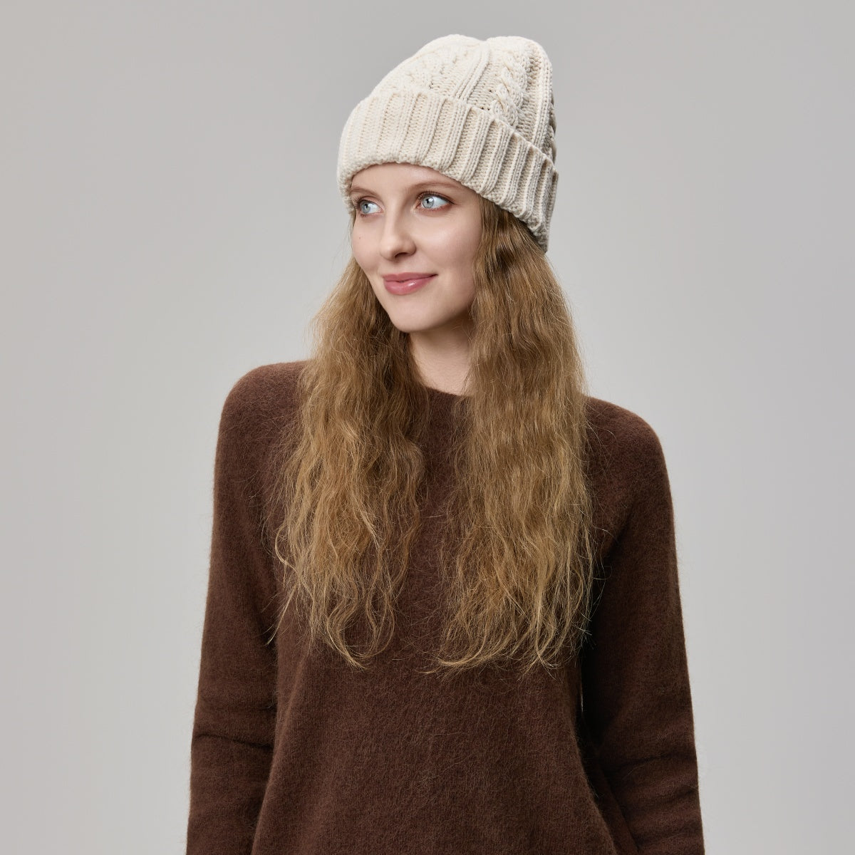 Blank Australian Wool Cable Knit Beanie - 1340