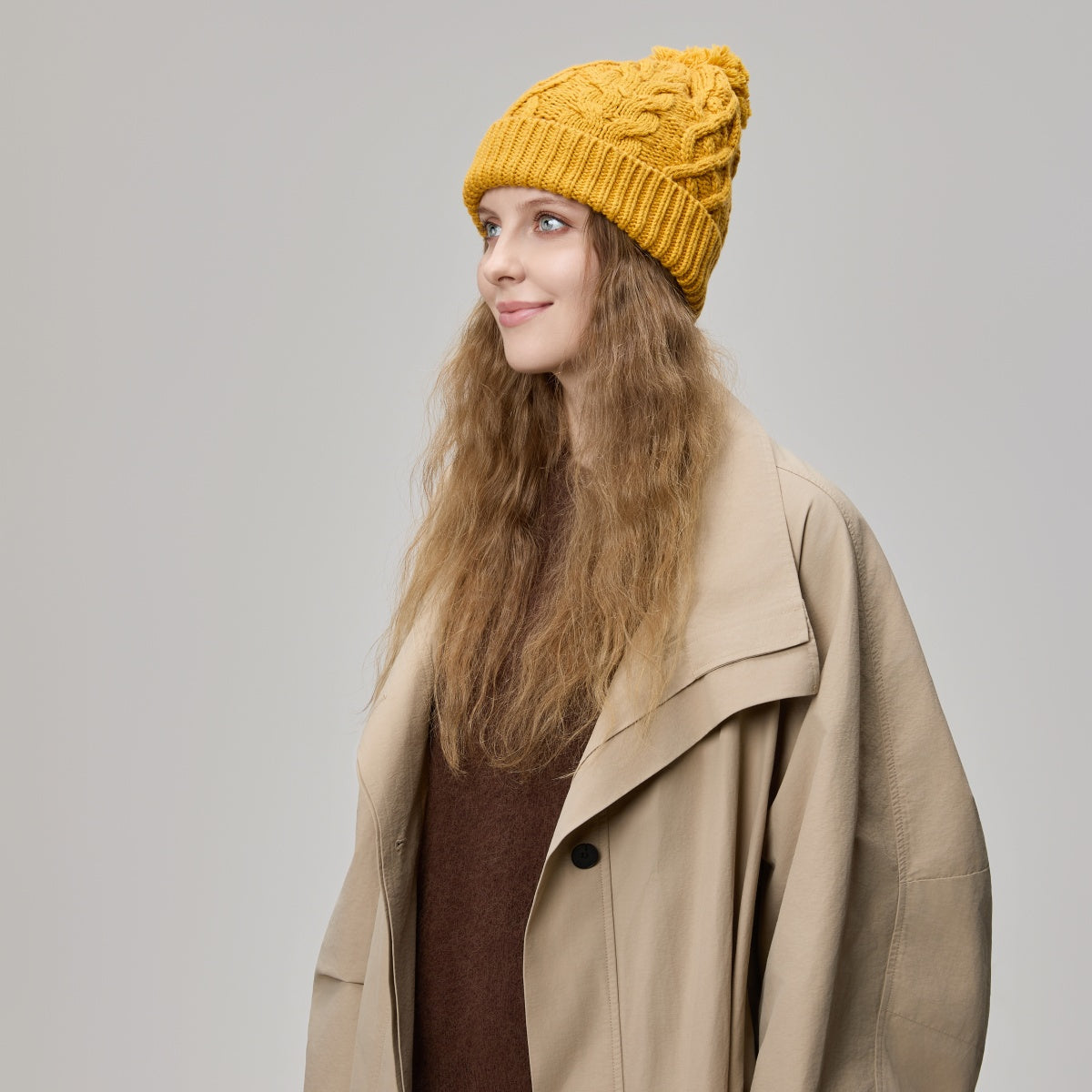 Blank Cable Knit Merino Wool Pom Pom Beanie Wholesale - 1168 Foremost Hat