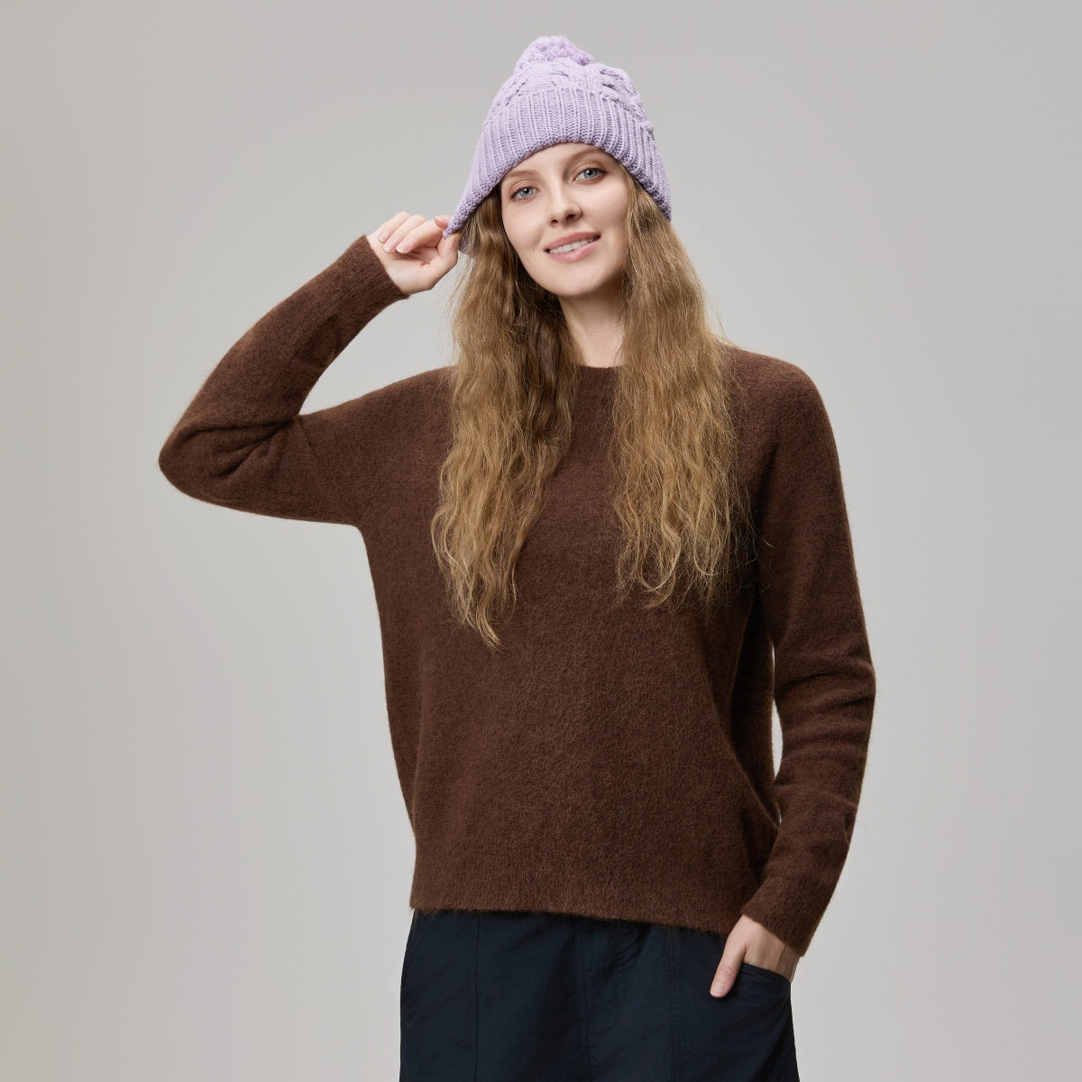 Blank Cable Knit Merino Wool Pom Pom Beanie Wholesale - 1168