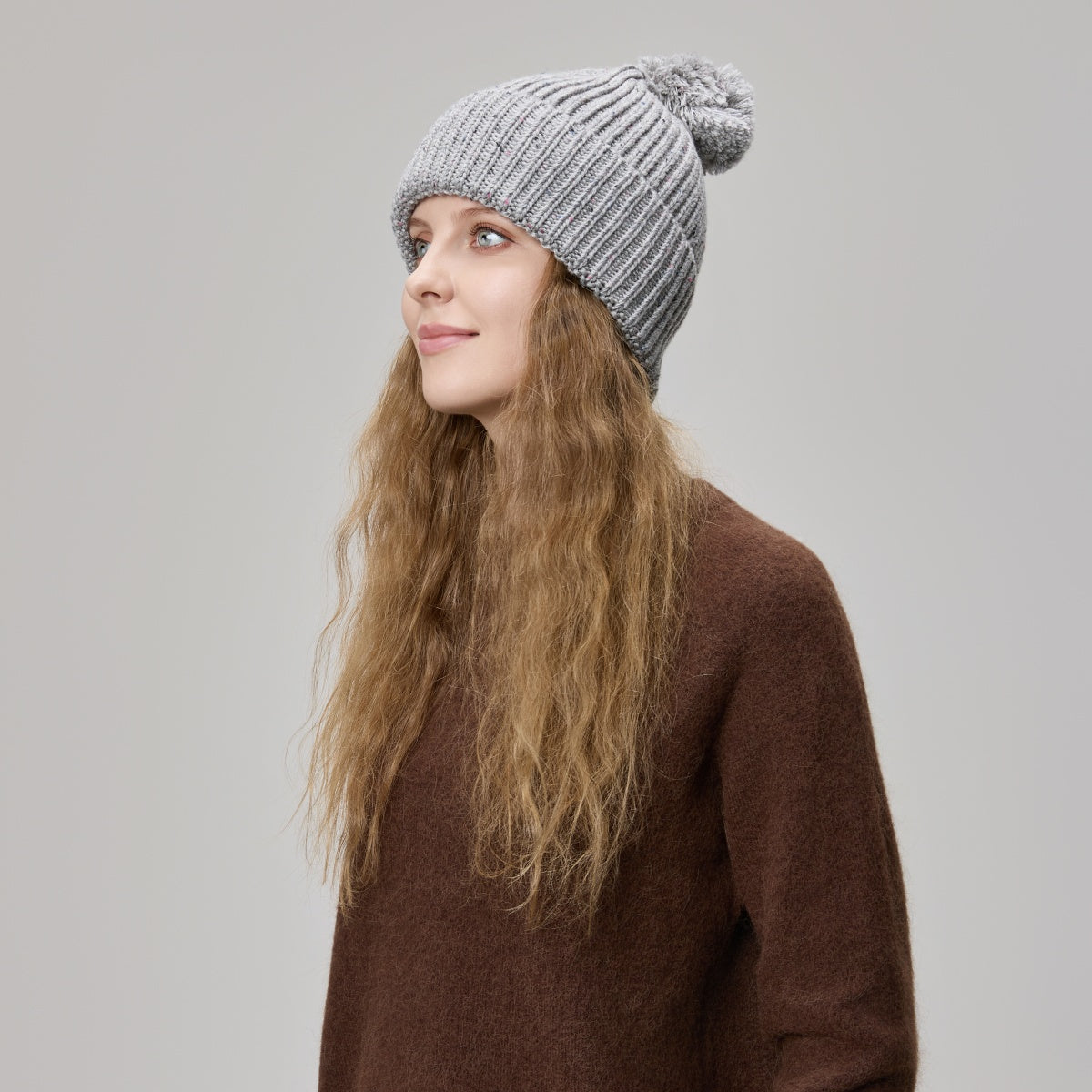 Blank Wool Flecked Pom Pom Beanie Wholesale - 1192