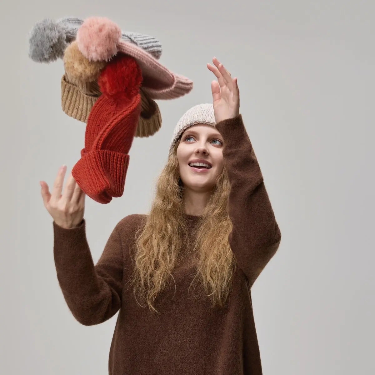 Blank Wool Flecked Pom Pom Beanie Wholesale - 1192