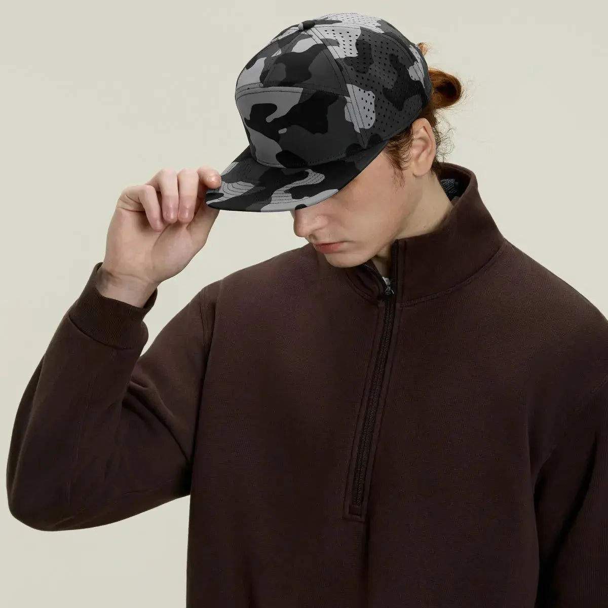 Blank Flat Bill 7 Panel Perforated Snapback Golf Hat Wholesale - 6472 Foremost Hat
