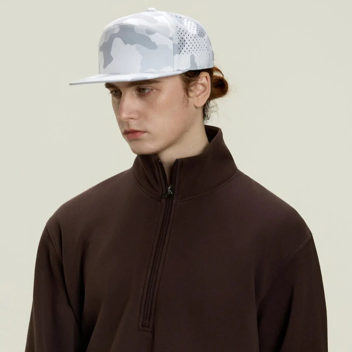 Blank Flat Bill 7 Panel Perforated Snapback Golf Hat Wholesale - 6472 Foremost Hat