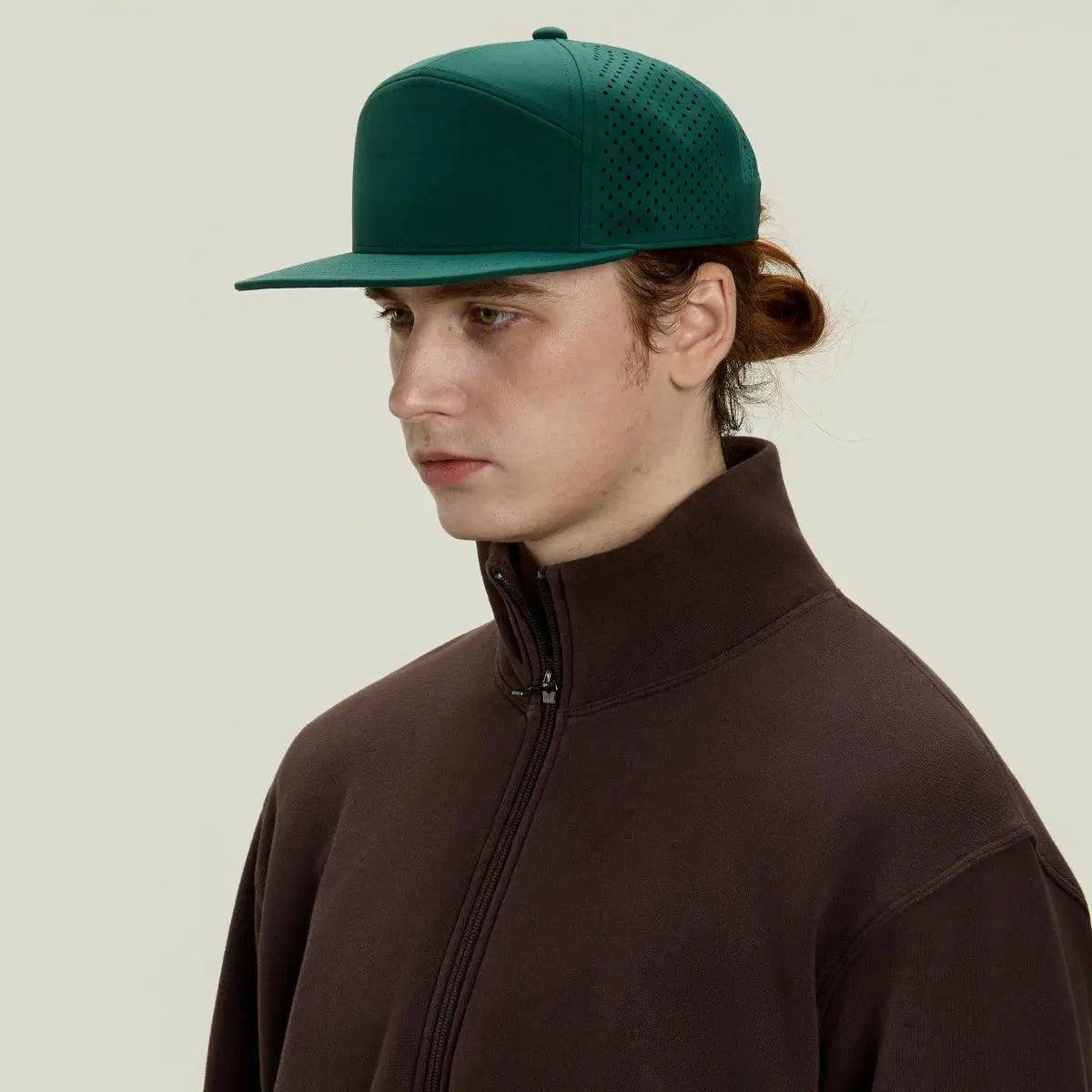 Blank Flat Bill 7 Panel Perforated Snapback Golf Hat Wholesale - 6472 Foremost Hat