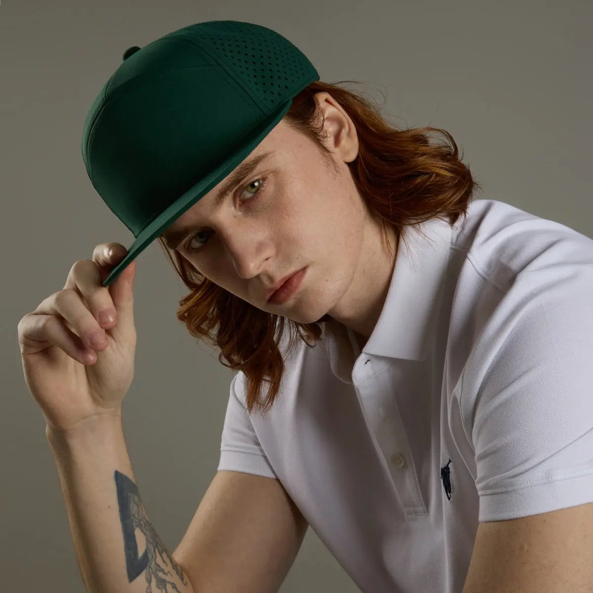 Blank Flat Bill 7 Panel Perforated Snapback Golf Hat Wholesale - 6472 Foremost Hat
